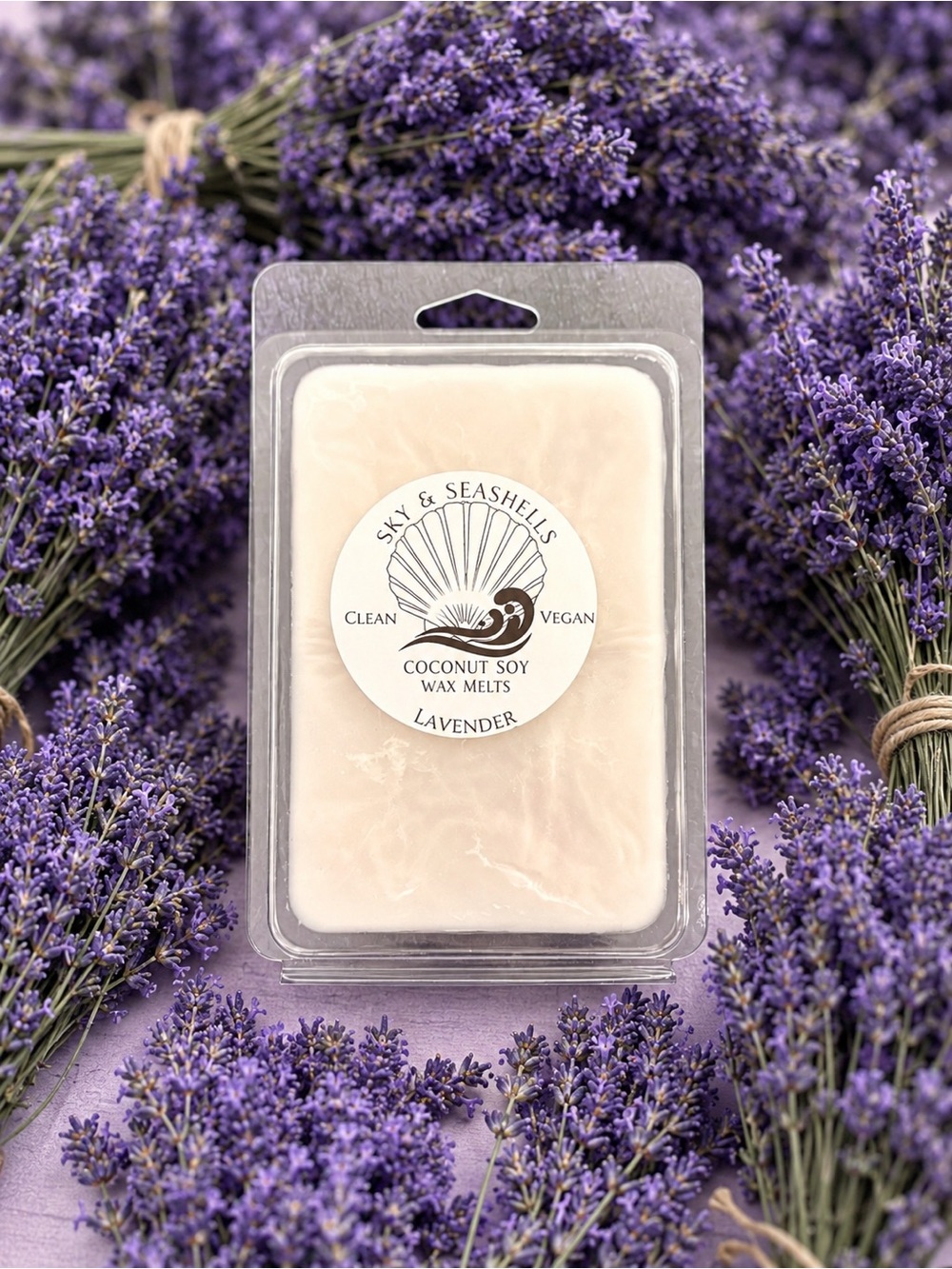 Hand Crafted “Lavender” Scented Wax Melts - Coconut Soy Wax - Seashells